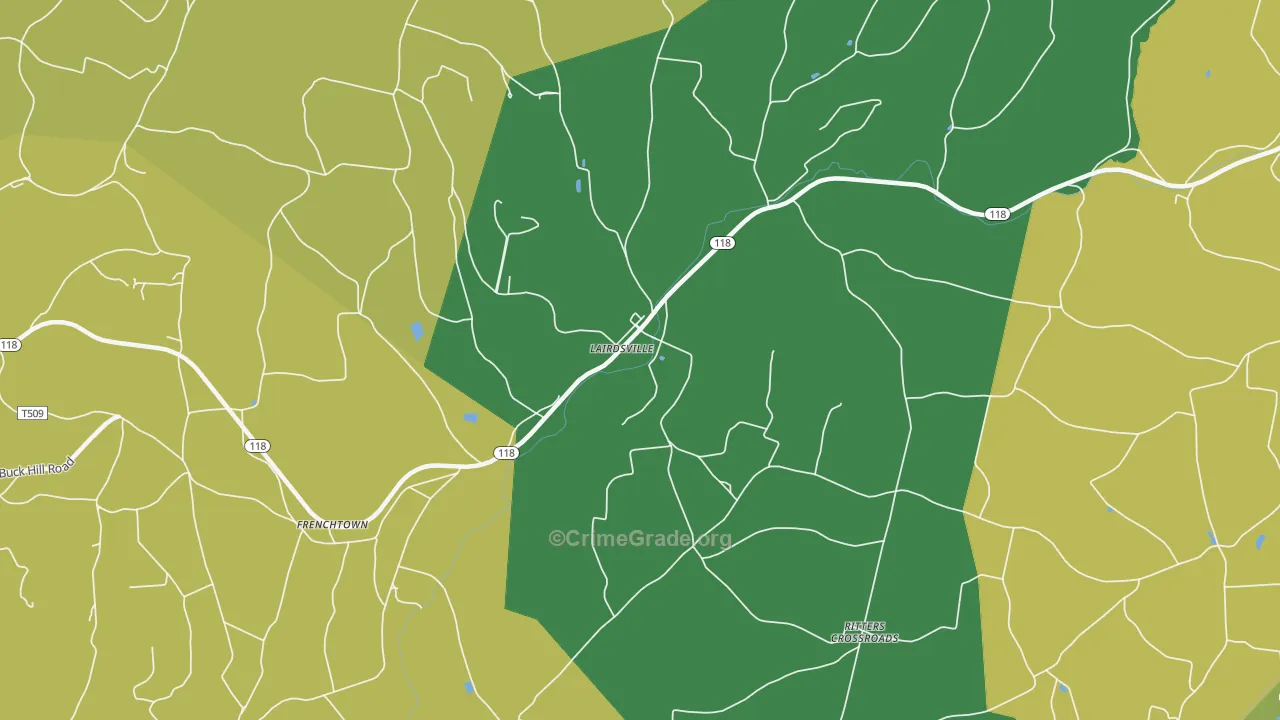 Lairdsville, PA Map of Robbery Rates
