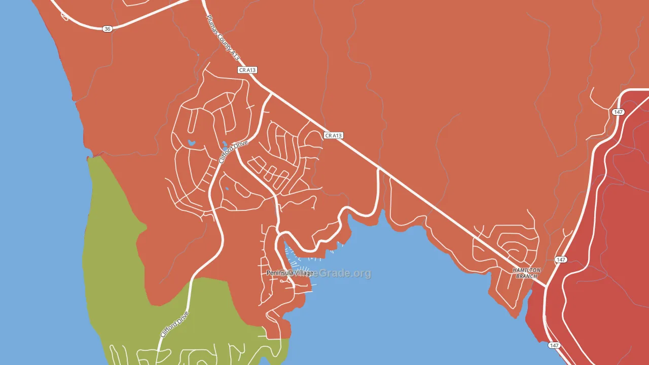 Lake Almanor, CA Map of Robbery Rates