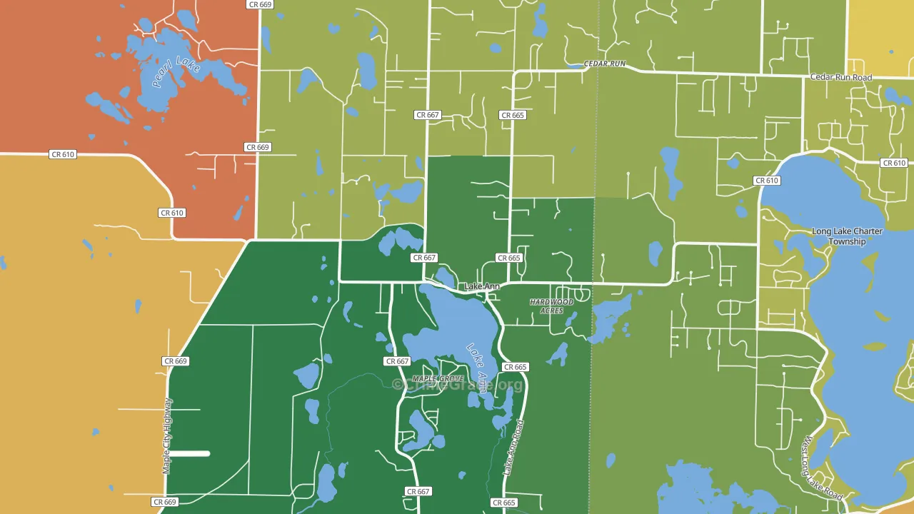 Lake Ann, MI Map of Robbery Rates
