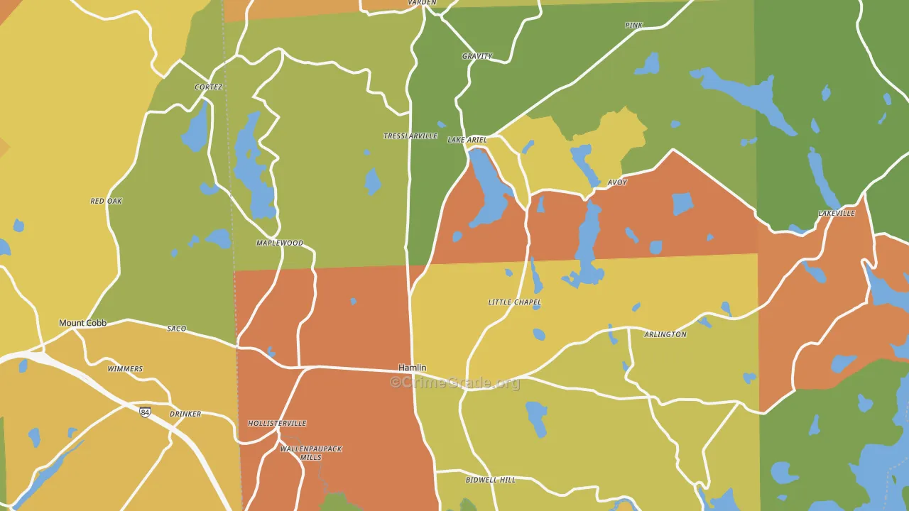 Lake Ariel, PA Map of Robbery Rates
