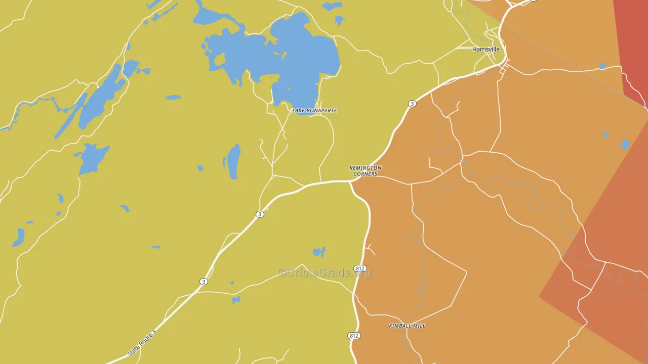 Lake Bonaparte, NY Map of Robbery Rates