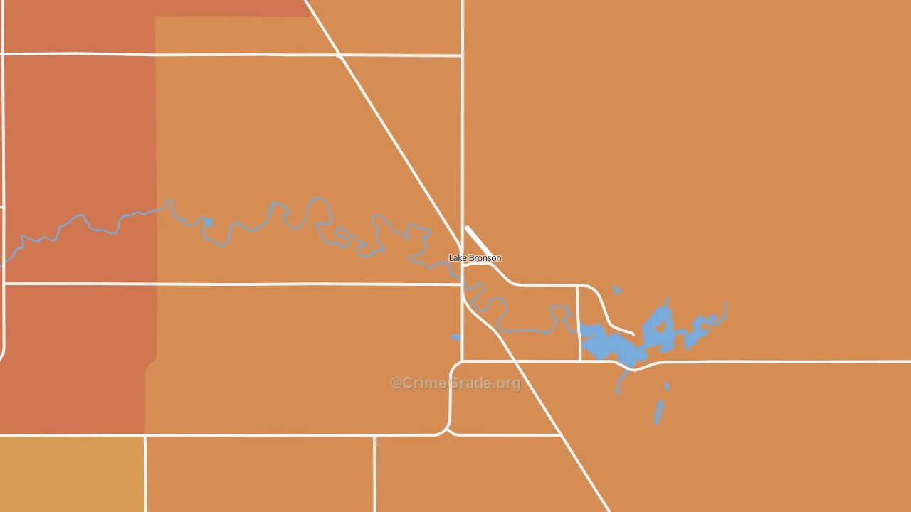 Lake Bronson, MN Map of Robbery Rates