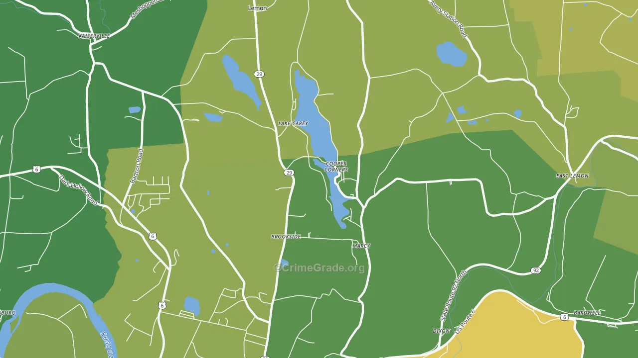 Lake Carey, PA Map of Robbery Rates