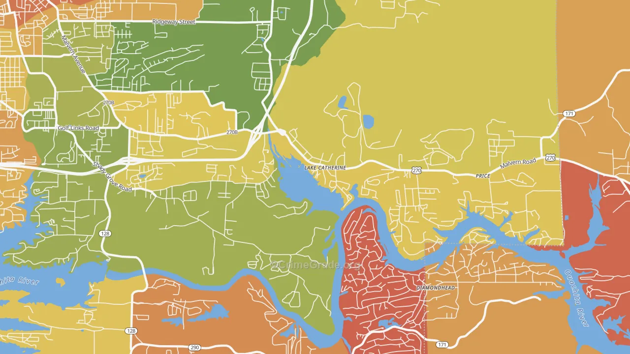 Lake Catherine, AR Map of Robbery Rates