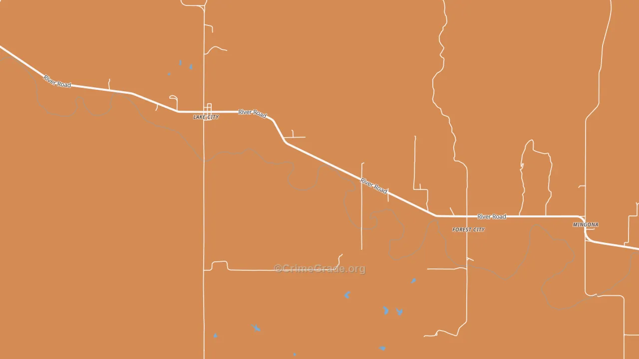 Lake City, KS Map of Robbery Rates