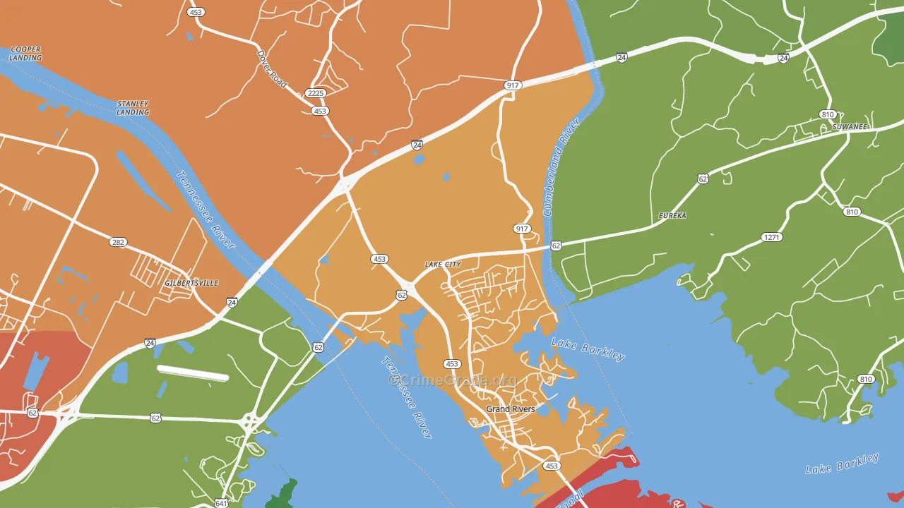 Lake City, KY Map of Robbery Rates