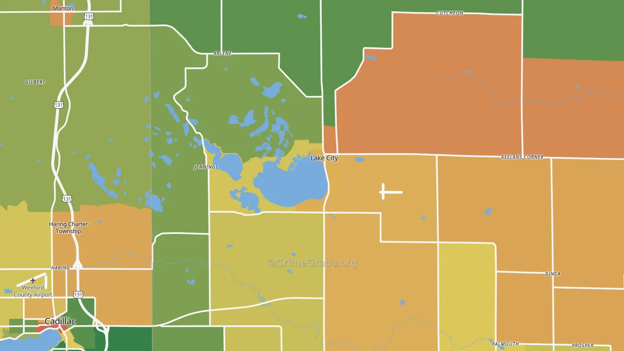 Lake City, MI Map of Robbery Rates