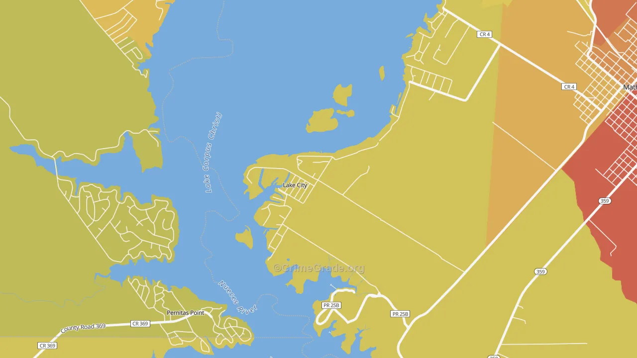 Lake City, TX Map of Robbery Rates