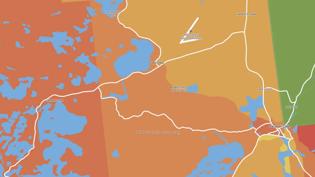 Lake Clear, NY Map of Robbery Rates