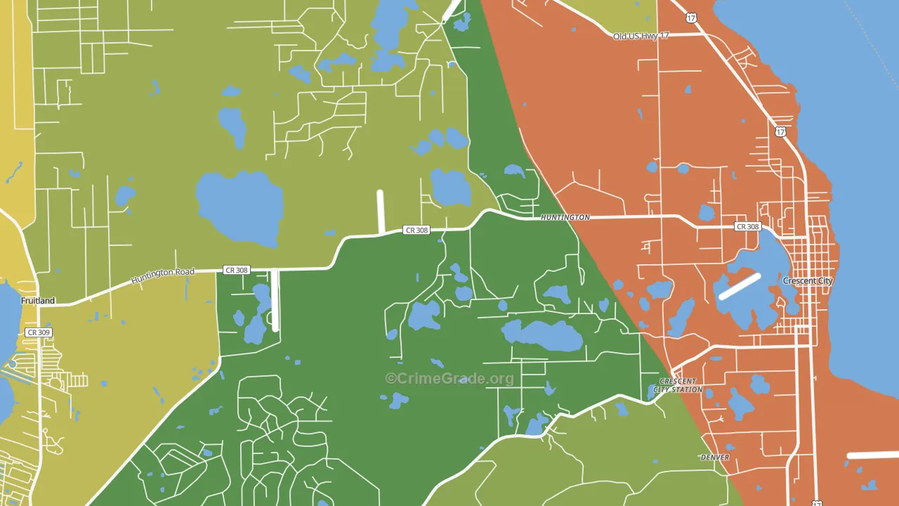 Lake Como, FL Map of Robbery Rates