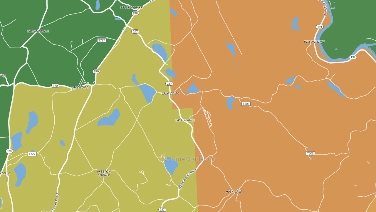 Lake Como, PA Map of Robbery Rates