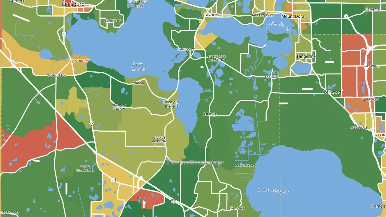 Lake County, FL Map of Robbery Rates