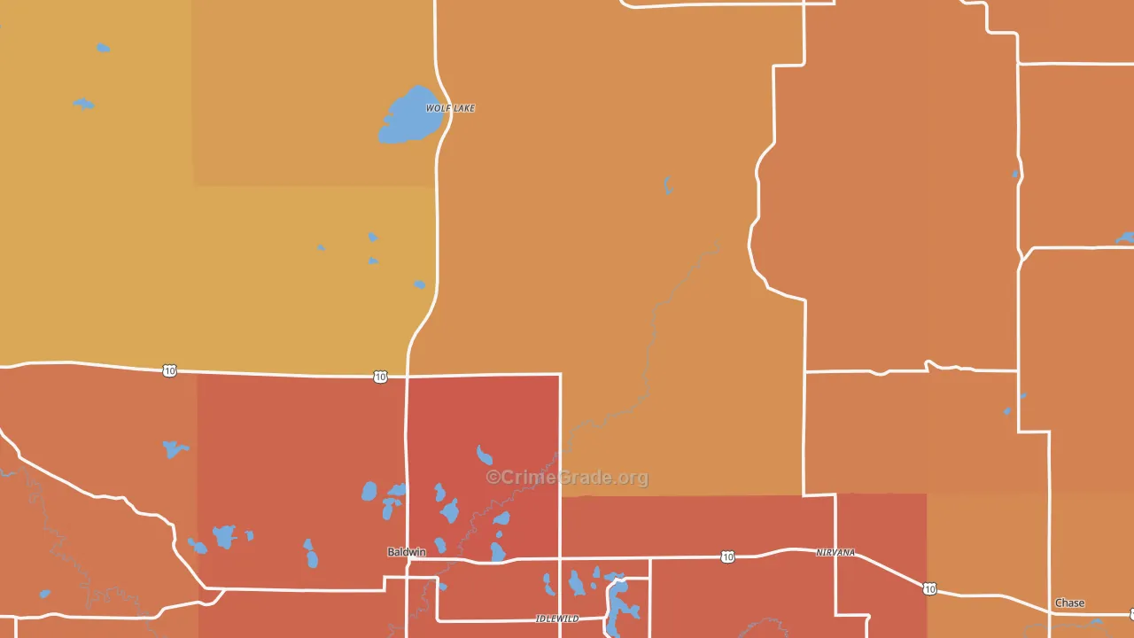 Lake County, MI Map of Robbery Rates