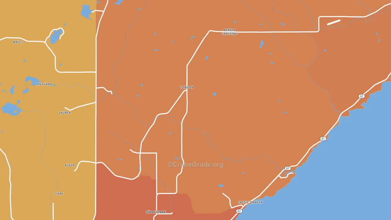 Lake County, MN Map of Robbery Rates