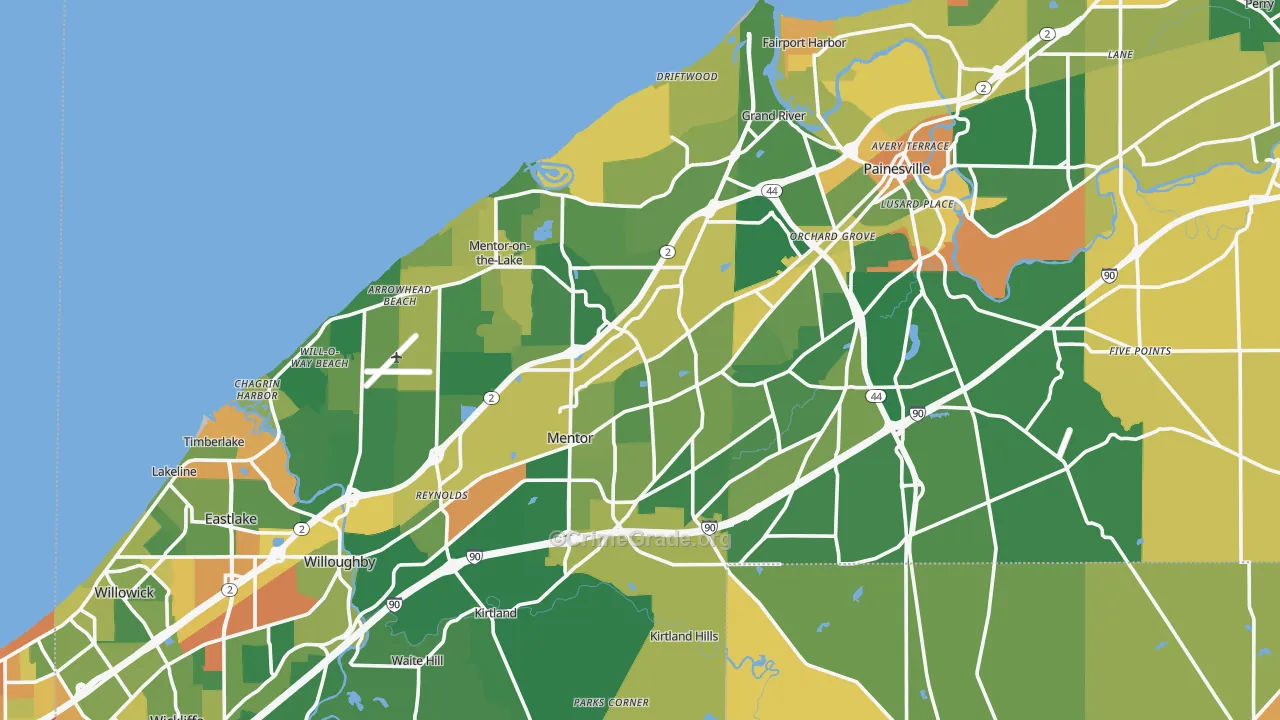 Lake County, OH Map of Robbery Rates