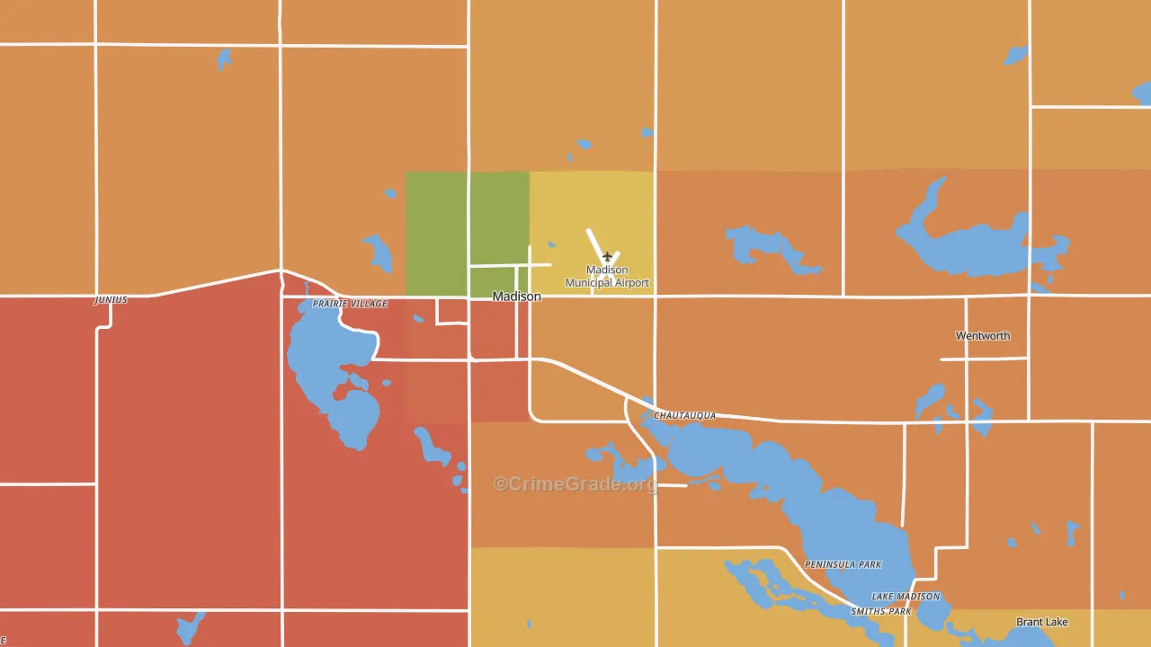 Lake County, SD Map of Robbery Rates