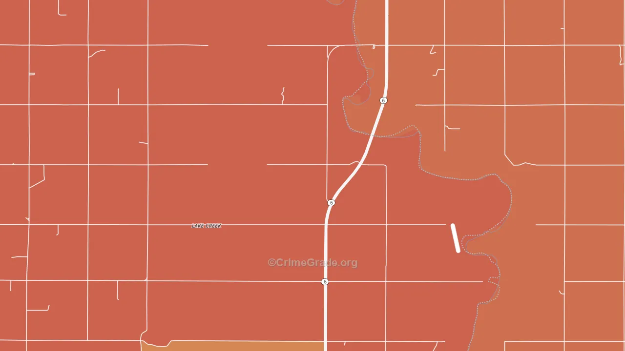 Lake Creek, OK Map of Robbery Rates
