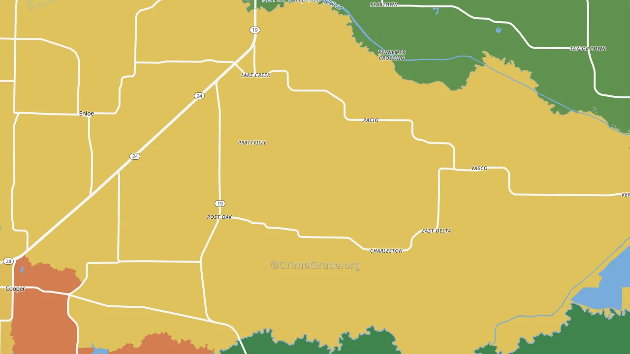 Lake Creek, TX Map of Robbery Rates