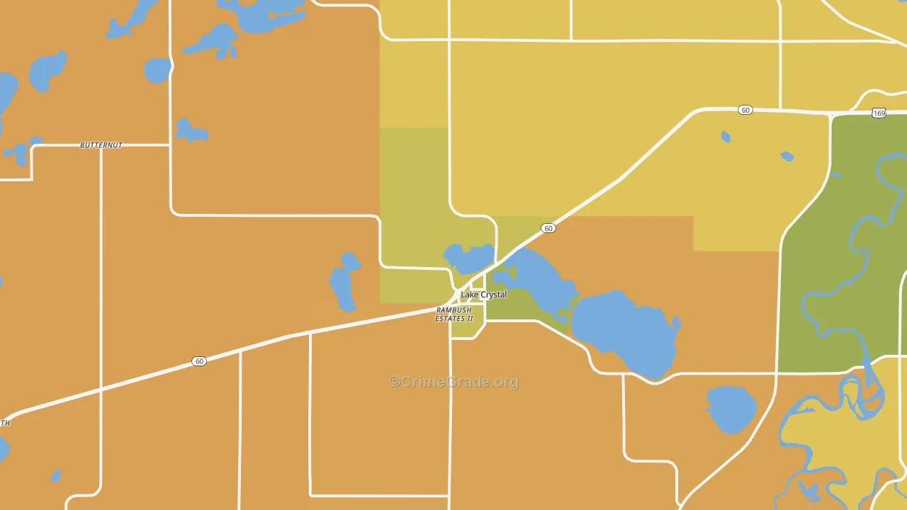 Lake Crystal, MN Map of Robbery Rates