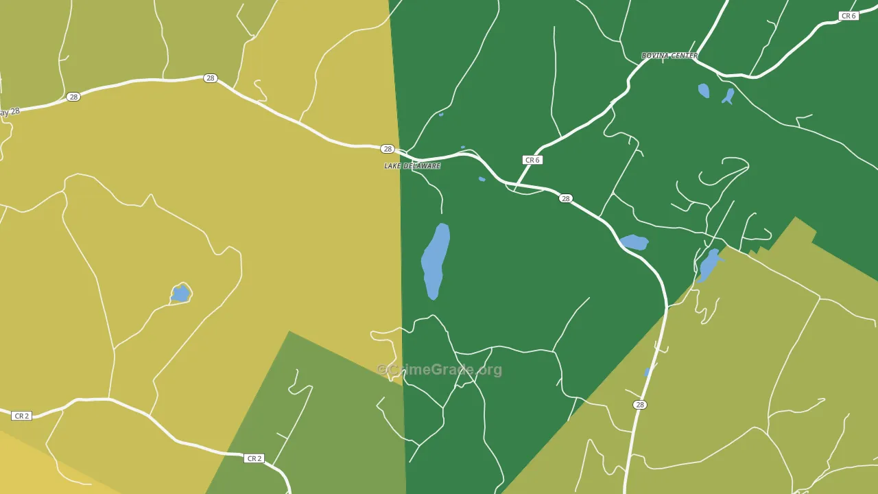 Lake Delaware, NY Map of Robbery Rates