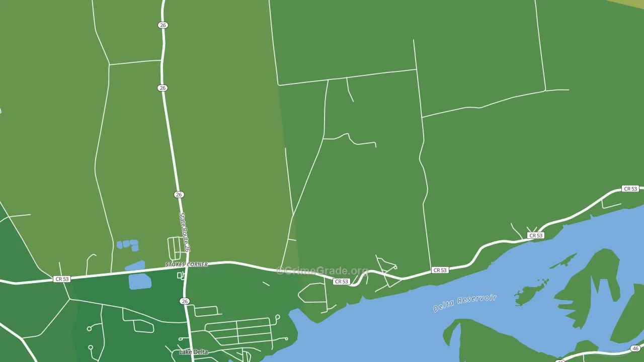 Lake Delta, NY Map of Robbery Rates