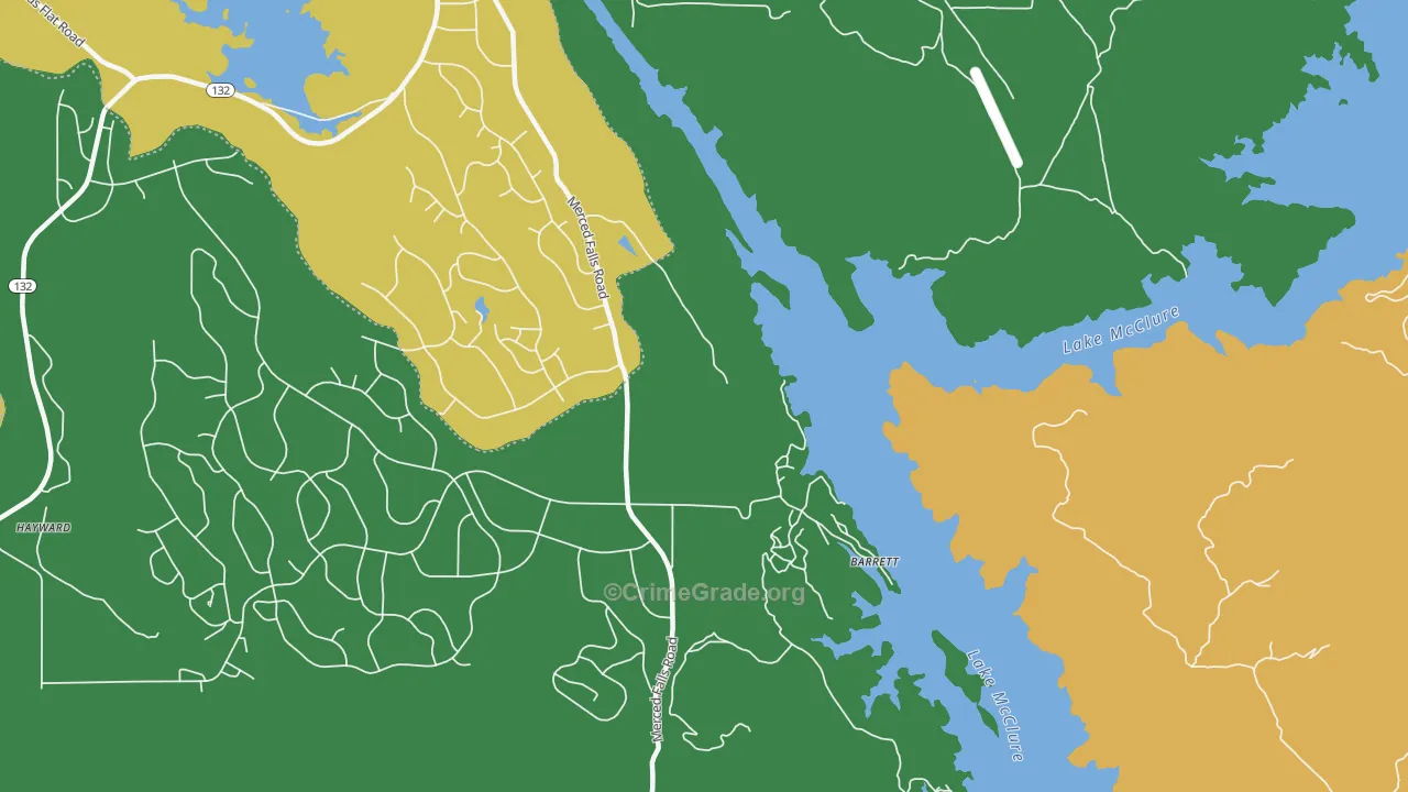 Lake Don Pedro, CA Map of Robbery Rates