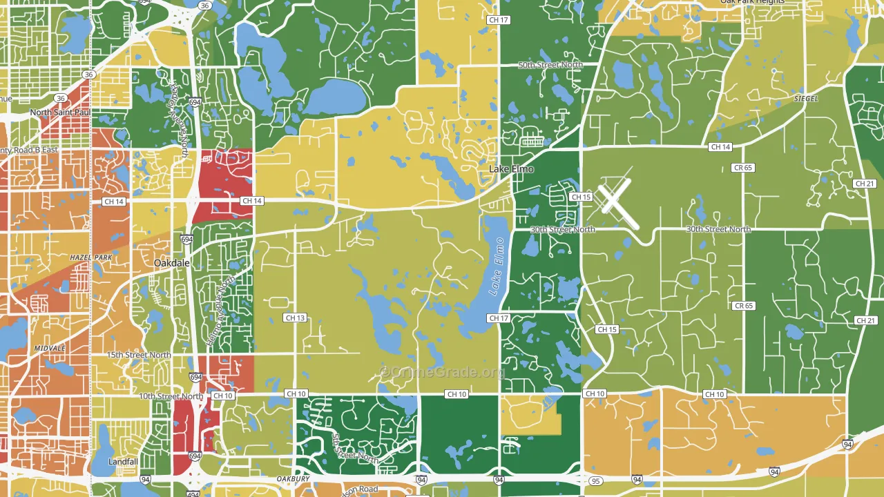 Lake Elmo, MN Map of Robbery Rates