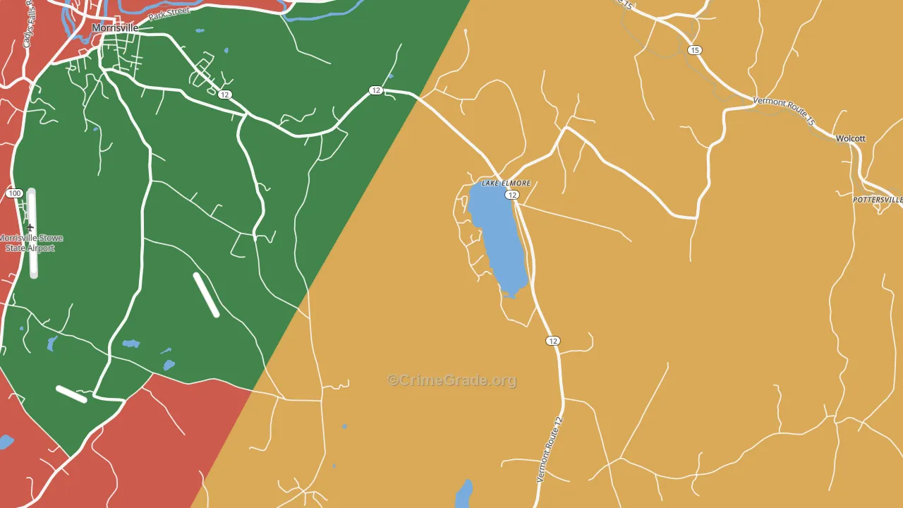 Lake Elmore, VT Map of Robbery Rates