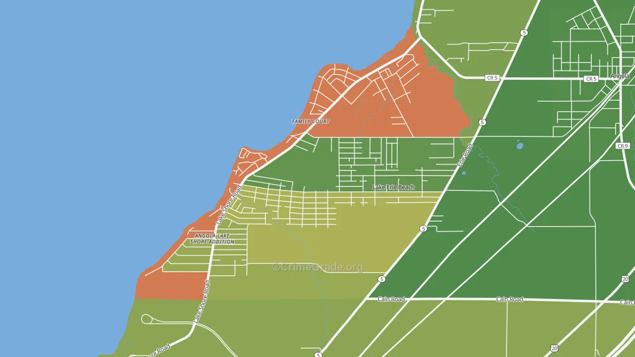 Lake Erie Beach, NY Map of Robbery Rates