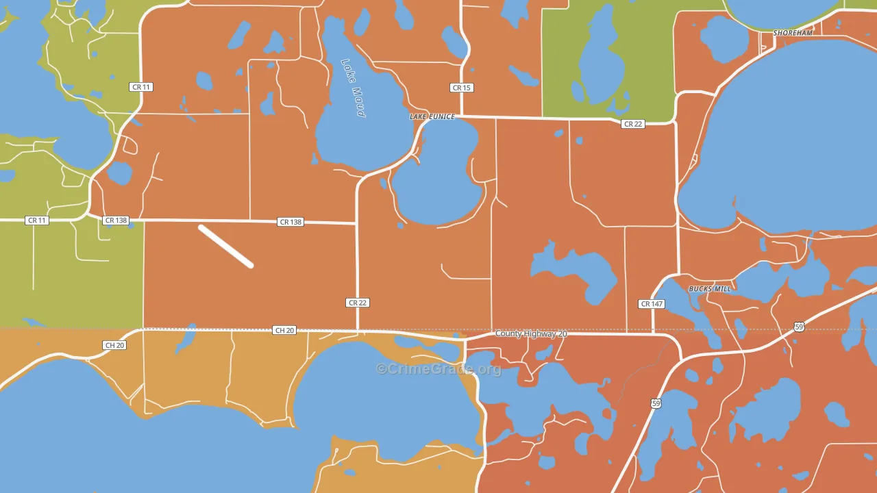 Lake Eunice, MN Map of Robbery Rates