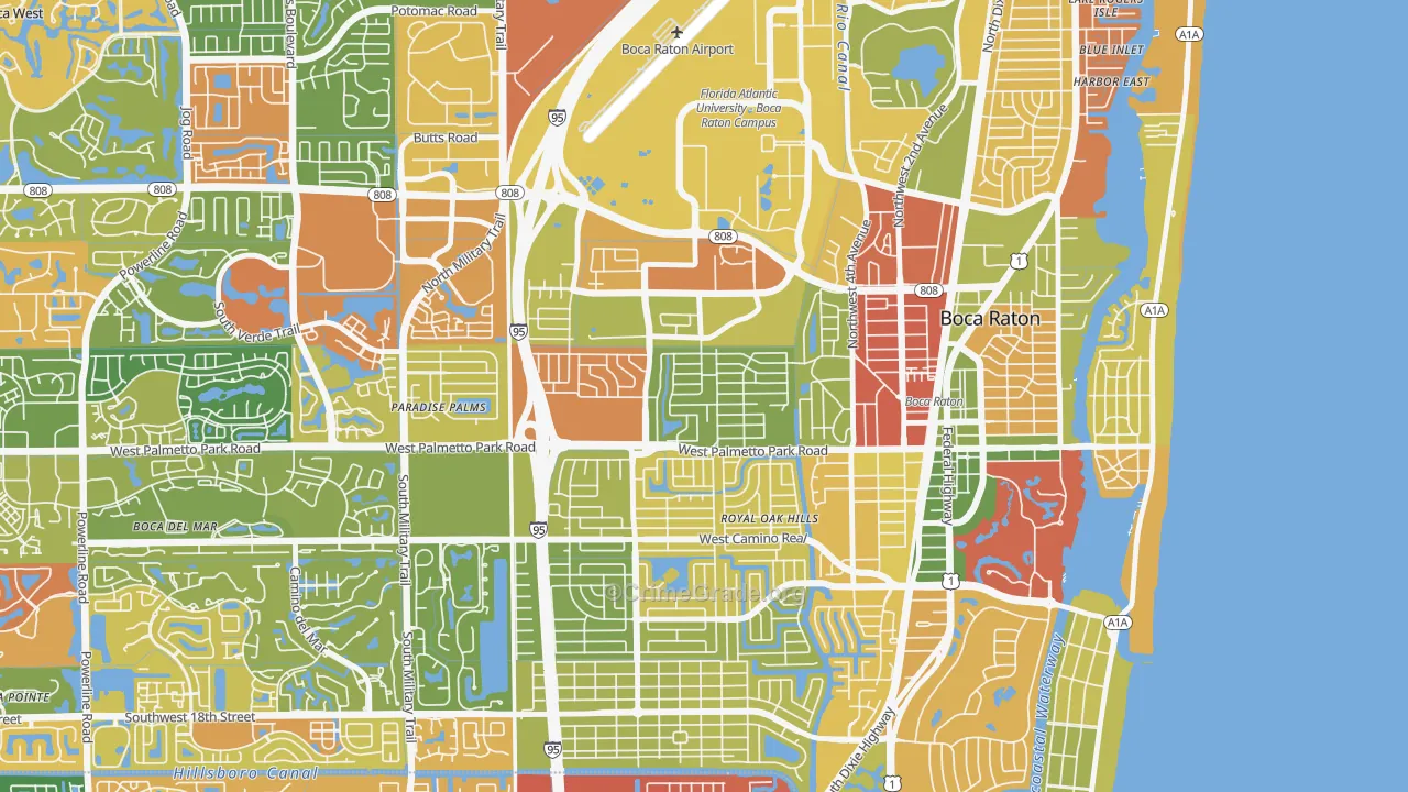 Lake Floresta Park, Boca Raton, FL Map of Robbery Rates