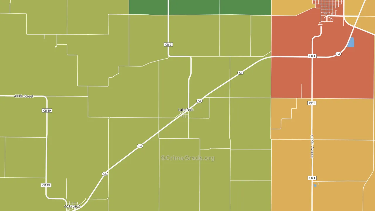 Lake Fork, IL Map of Robbery Rates