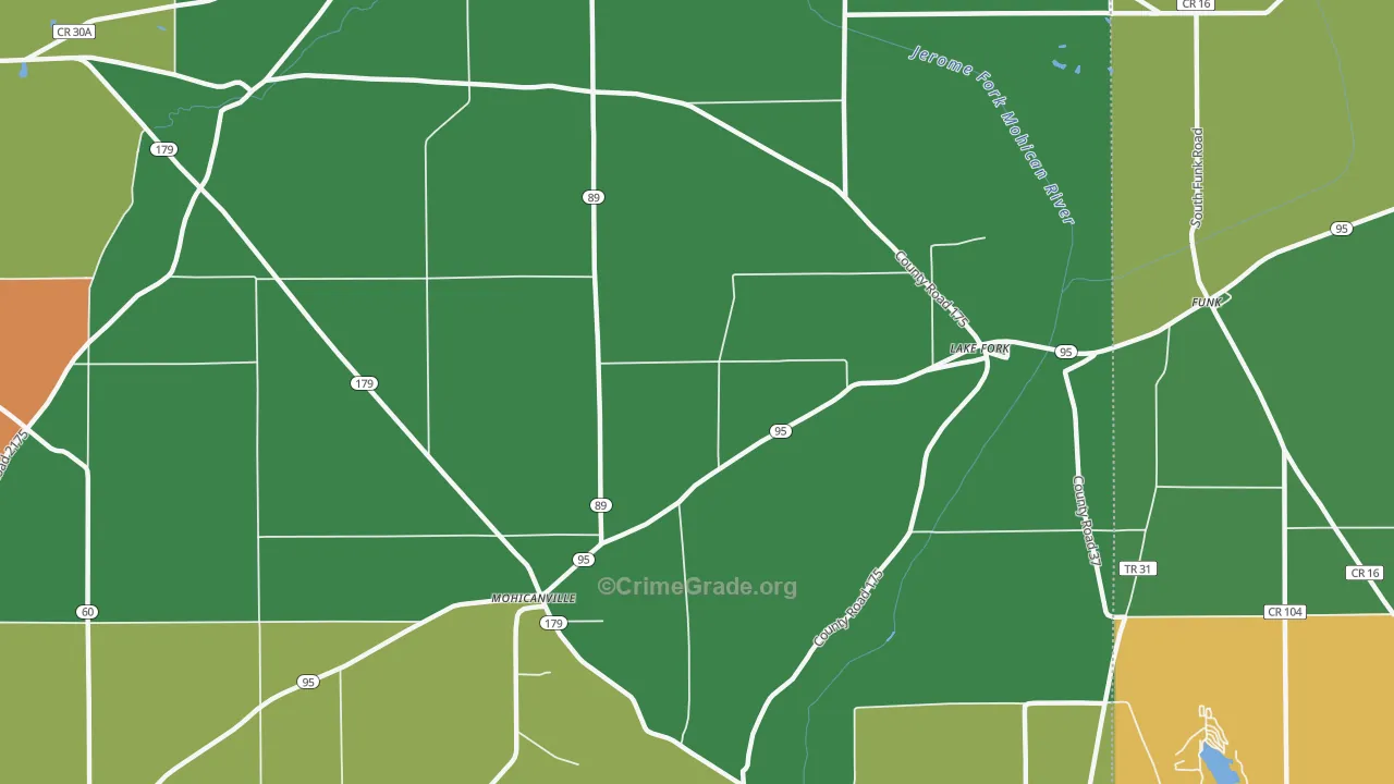 Lake Fork, OH Map of Robbery Rates