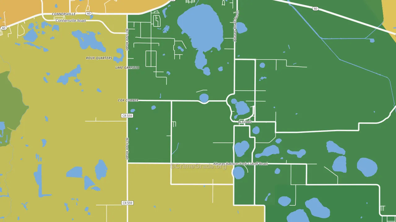 Lake Garfield, FL Map of Robbery Rates