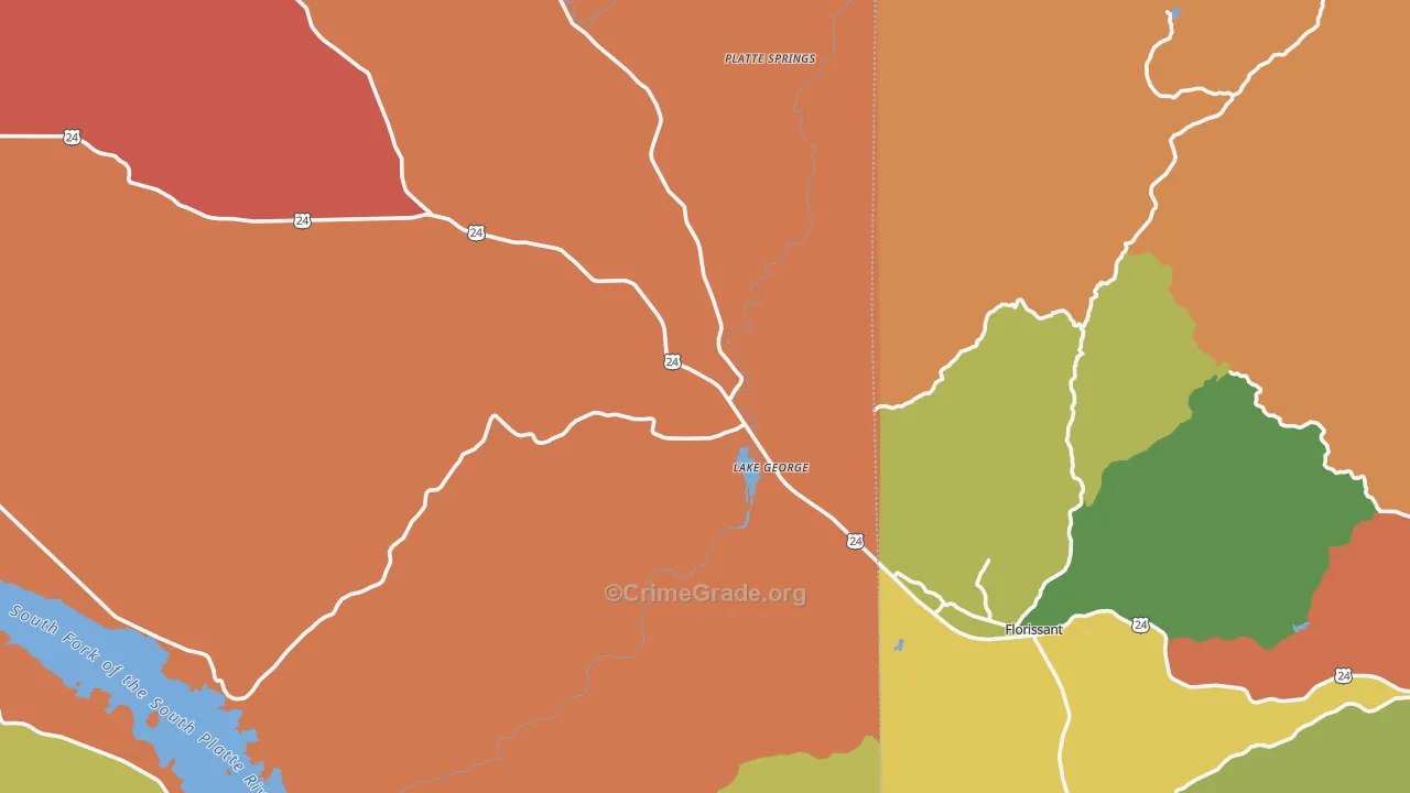 Lake George, CO Map of Robbery Rates
