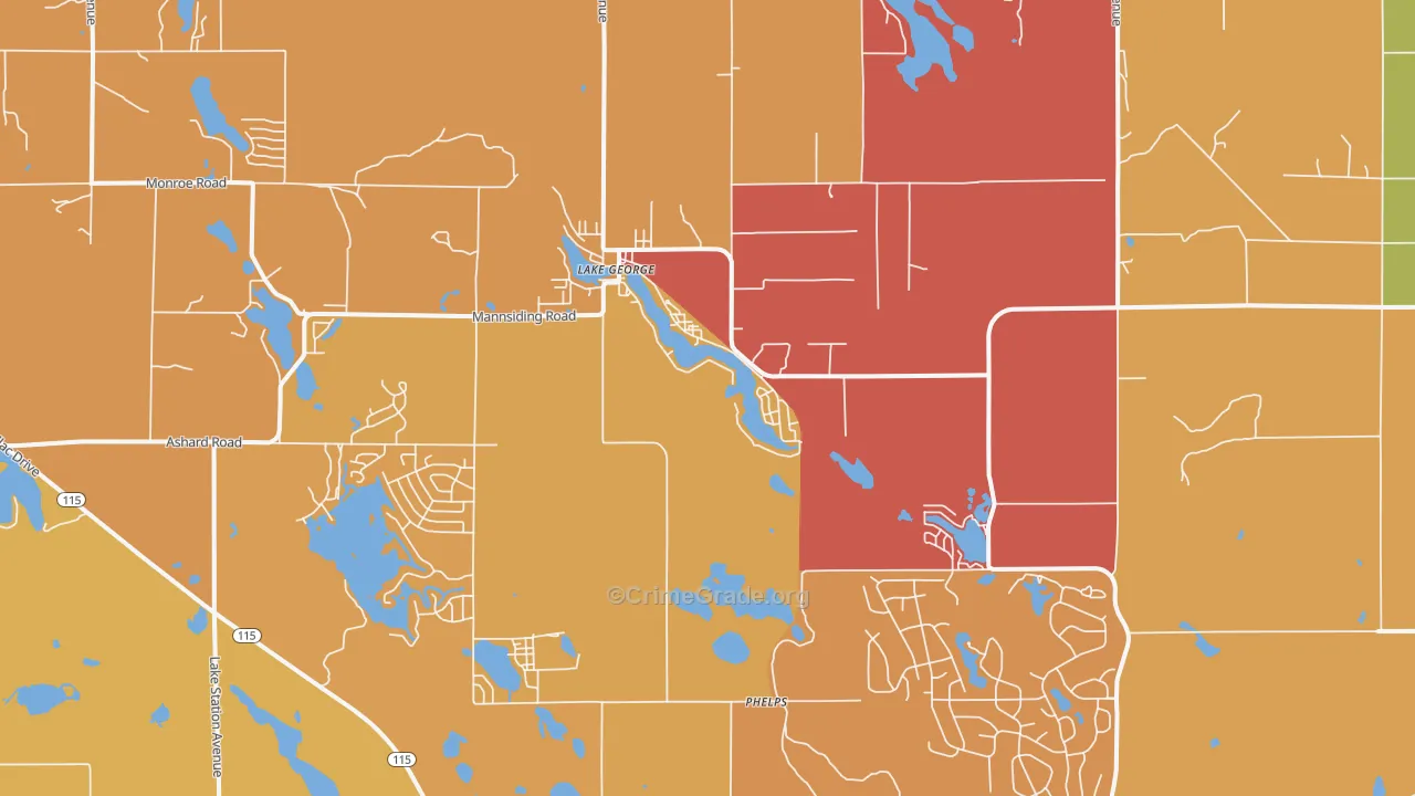 Lake George, MI Map of Robbery Rates