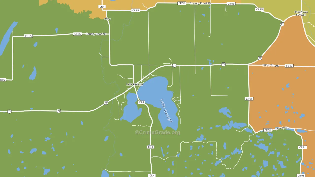 Lake George, MN Map of Robbery Rates