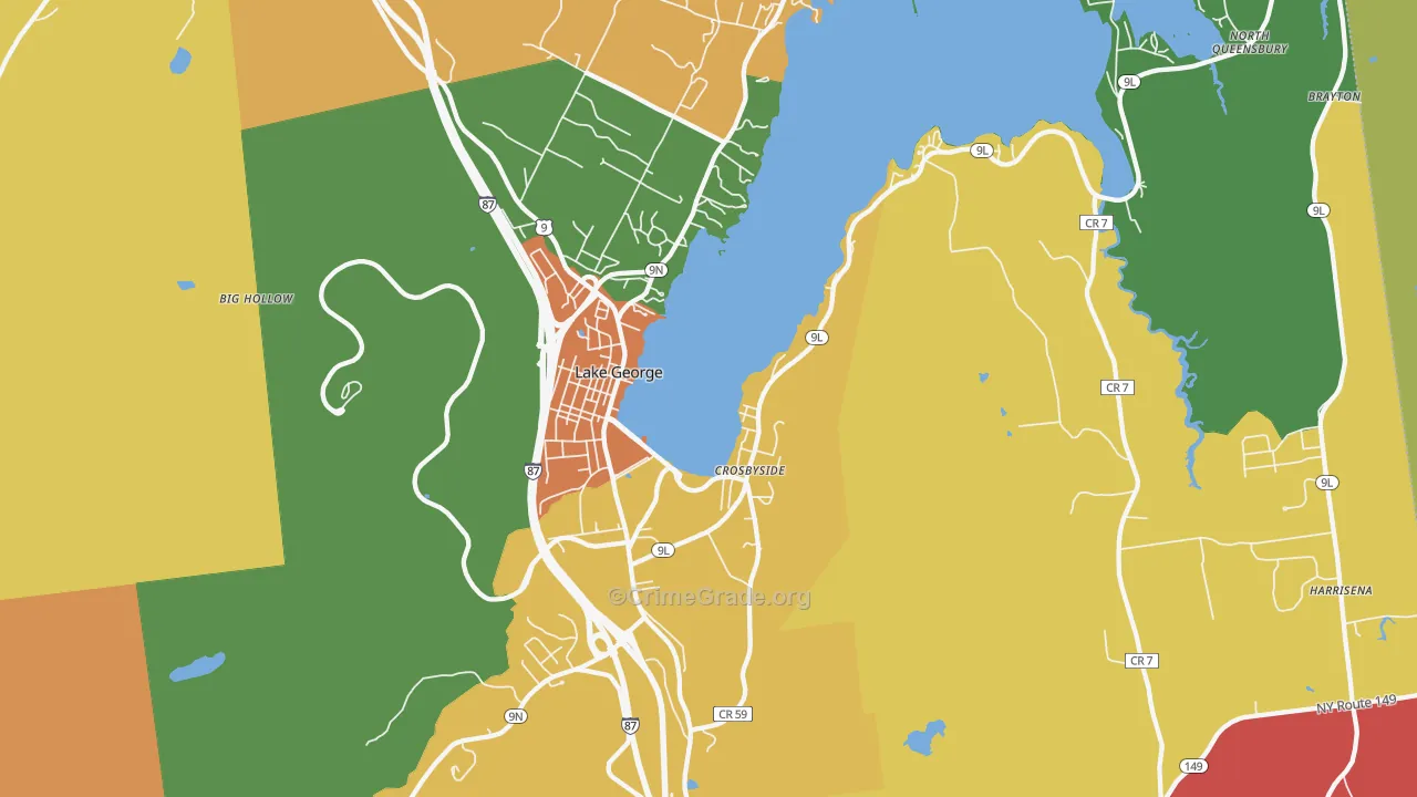 Lake George, NY Map of Robbery Rates