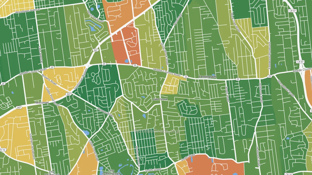Lake Grove, NY Map of Robbery Rates