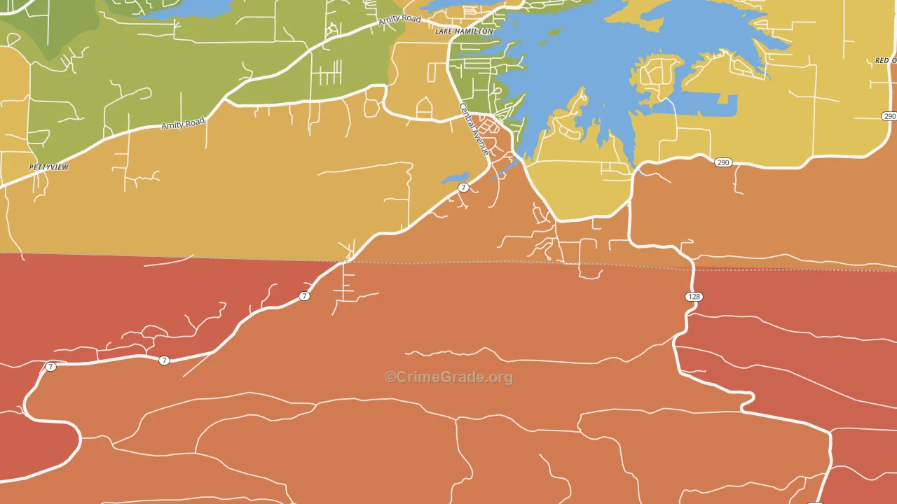 Lake Hamilton, AR Map of Robbery Rates