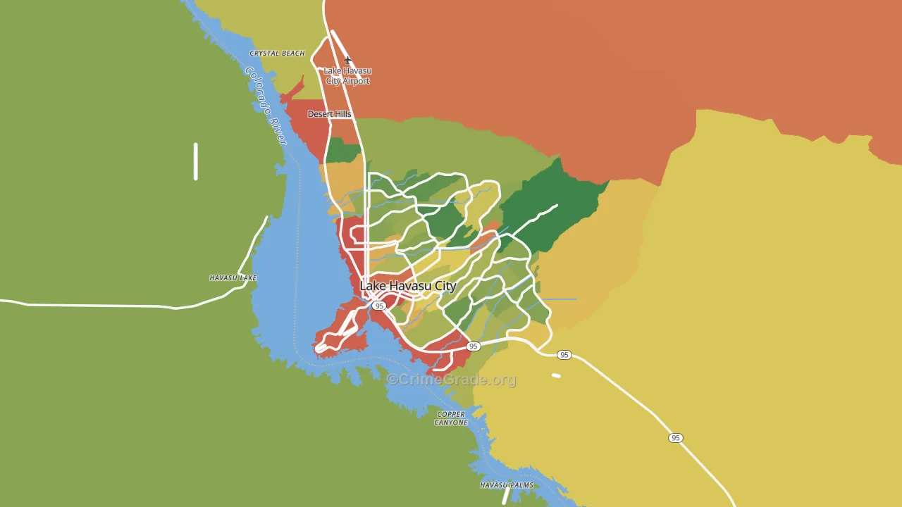 Lake Havasu City, AZ Map of Robbery Rates