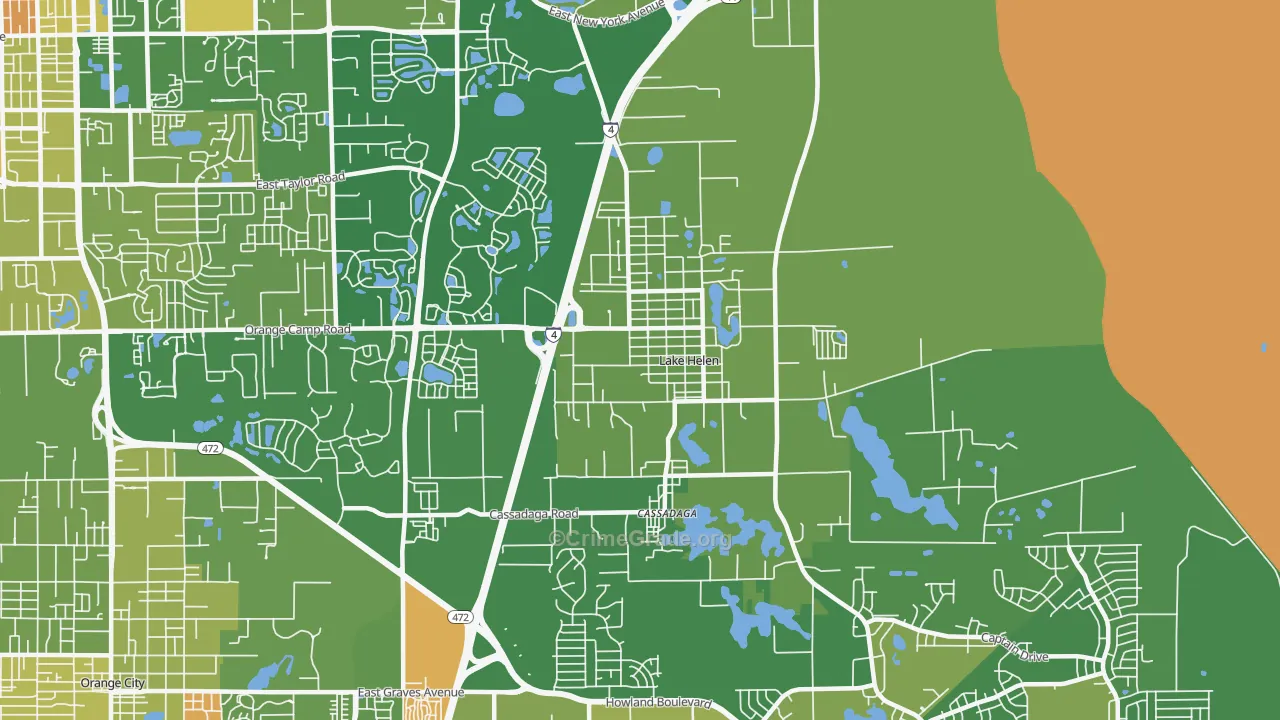 Lake Helen, FL Map of Robbery Rates
