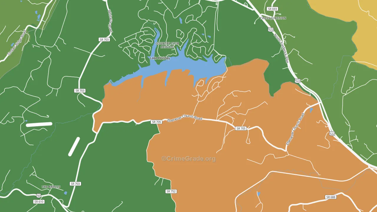 Lake Holiday, VA Map of Robbery Rates