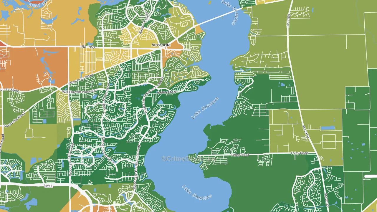 Lake Houston, Houston, TX Map of Robbery Rates