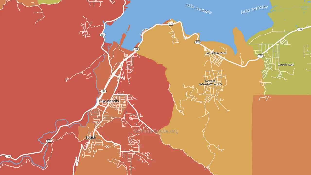 Lake Isabella, CA Map of Robbery Rates