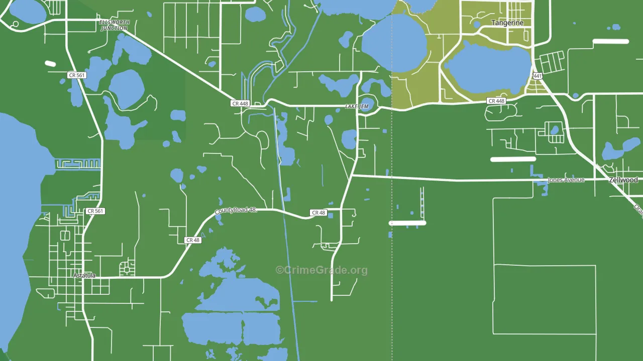 Lake Jem, FL Map of Robbery Rates