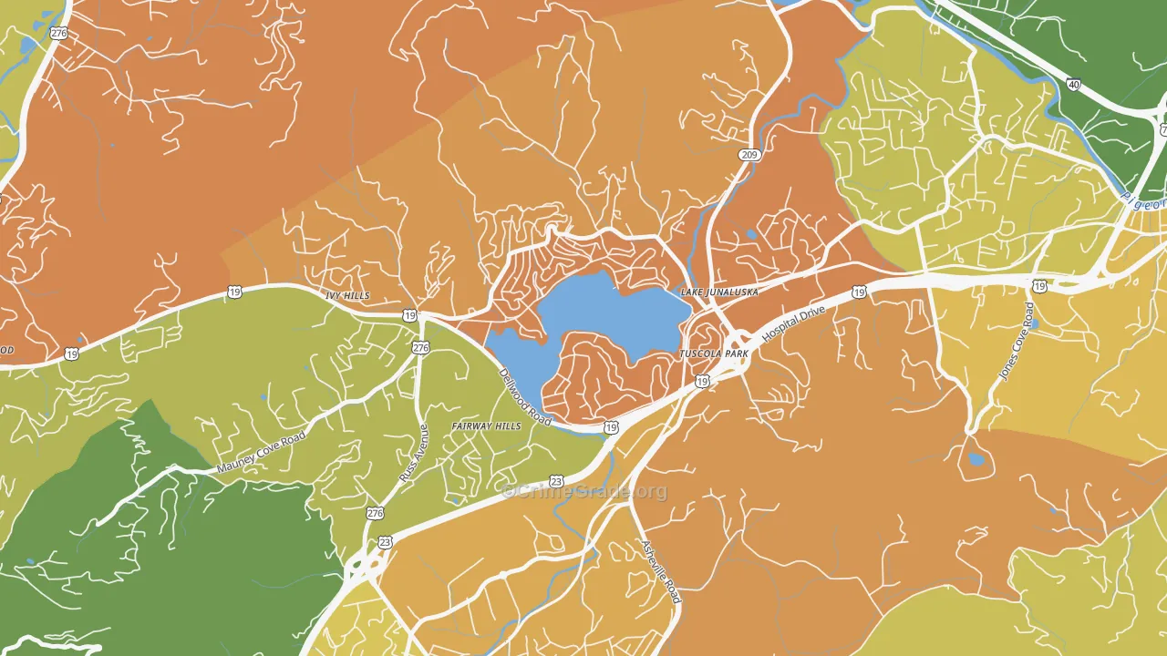 Lake Junaluska, NC Map of Robbery Rates