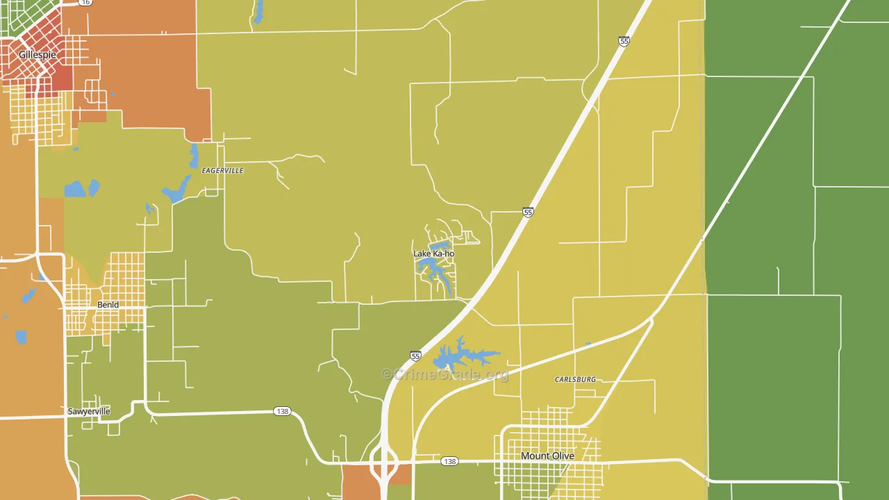 Lake Ka-ho, IL Map of Robbery Rates
