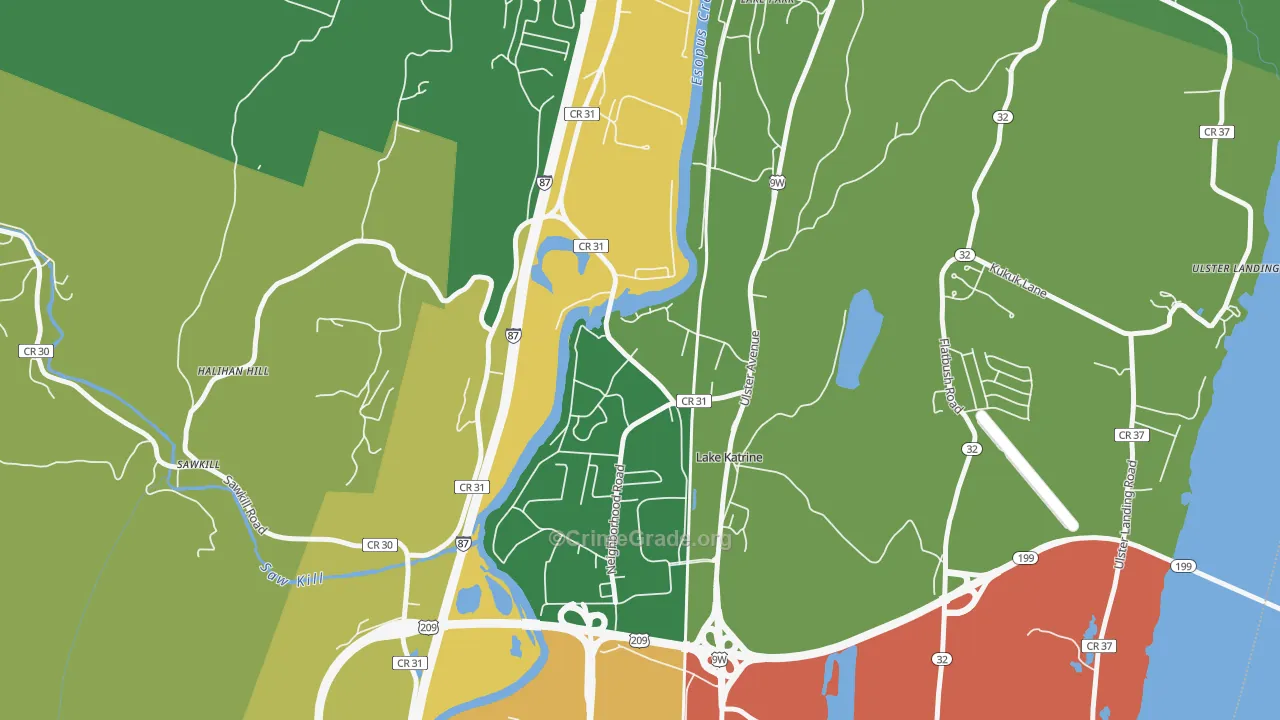 Lake Katrine, NY Map of Robbery Rates