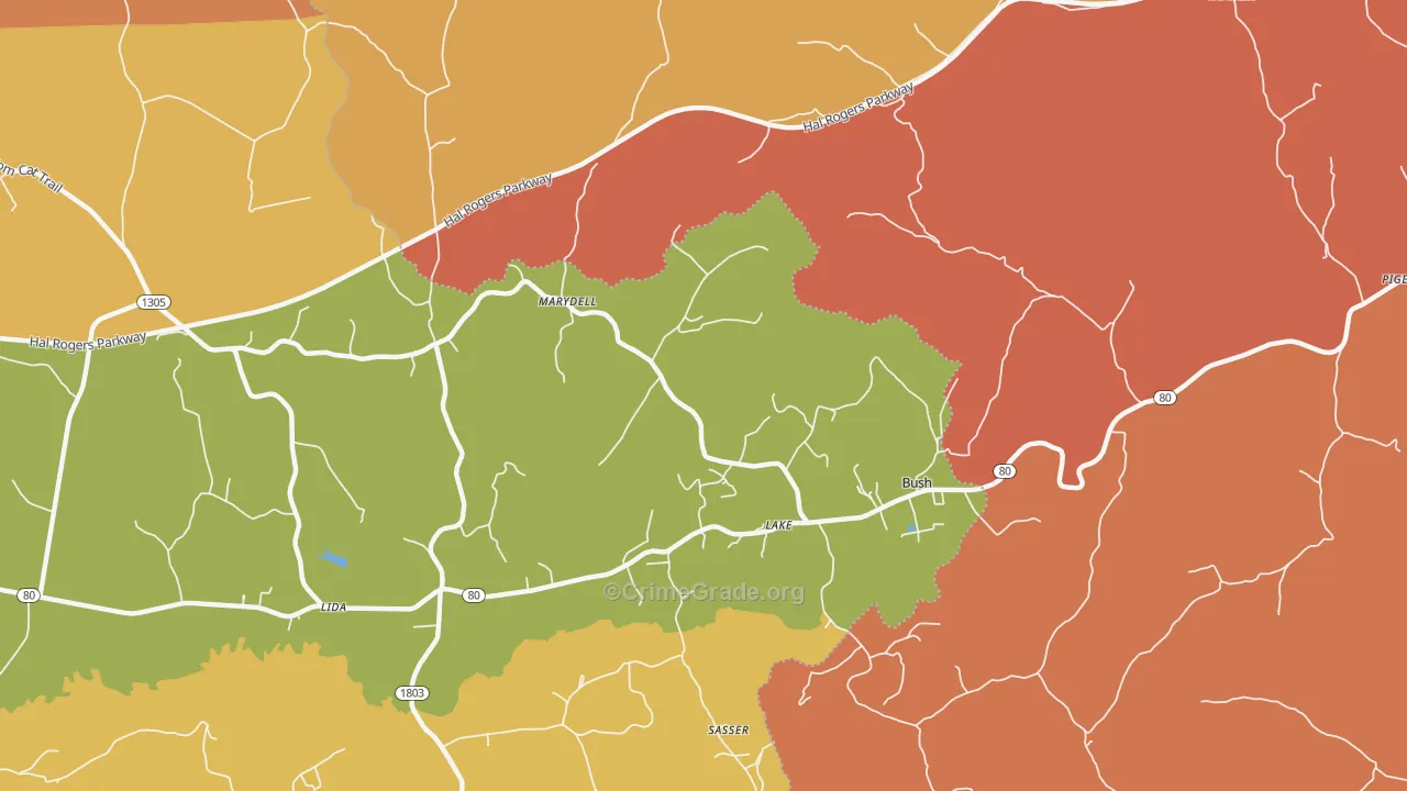 Lake, KY Map of Robbery Rates